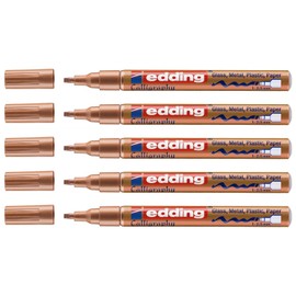 Edding Set of 5 Glossy 753 Copper Calligraphy Tip Marker Pens 1-2.5mm