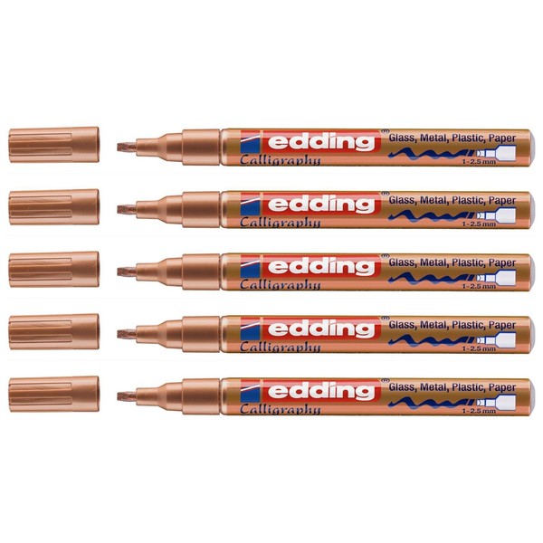 Edding Set of 5 Glossy 753 Copper Calligraphy Tip Marker