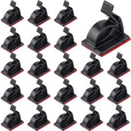 120 Pieces Outdoor Cable Clips Adhesive Wire Holder Organizer Cord Management Clips Sticky Cord Holder Cable Hooks Organizers for Christmas Fairy Hanging Light Home Decoration(Large,Black)