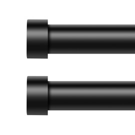 VOIIY 2 Pack Curtain Rods for Windows 48 to 84 Inch(4-7 Feet),Black 1'' Diameter Drapery Rods with End Cap Style Design,Modern Adjustable Heavy Duty Curtain Rod,Size:36''-88''