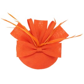Coolwife Womens Fascinator Hat Sinamay Pillbox Flower Feather Tea Party Derby Wedding Headwear, B Orange, One Size