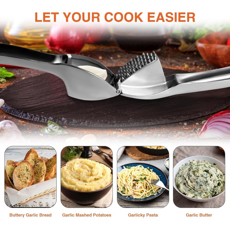 Premium Stainless Steel Garlic Press – Heavy-Duty Garlic Crusher &