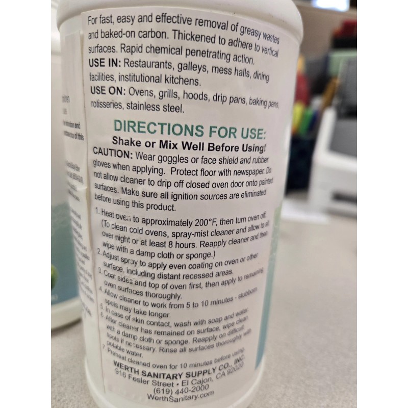 Werth Sanitary Supply 1100755 Foaming Oven And Grill Cleaner, 2