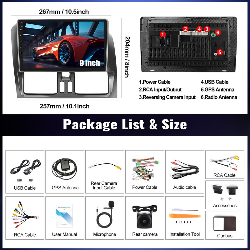SIXWIN 4G+64G Android 13 Car Stereo for Volvo XC60 2008-2013