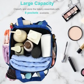 Haundry Mesh Shower Caddy Tote, Large College Dorm Bathroom Caddy Organizer with Hook and Handles, 8 Basket Pockets for Camp Swimming Travel Gym Beach