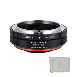 PHOLSY Lens Adapter with Aperture Lever FD to MFT Compatible with Canon FD FL Lens to M4/3 Micro 4/3 Micro Four Thirds MFT Camera Body Compatible with Olympus Panasonic Lumix Cameras