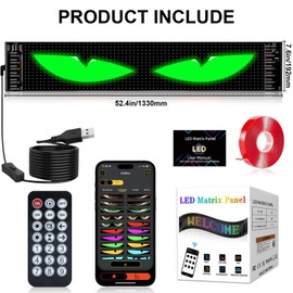 52.4 x 7.6 Inch Large Devil Eyes Light for Windshield, Led Eyes for Truck Windshield, Programmable Eye Led Lights for Truck, Remote & APP Control