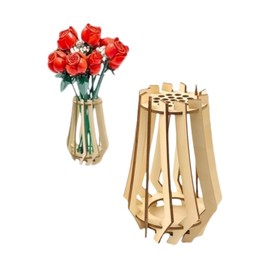 1Pc Wooden Puzzle Flower Vase, Building Block Design Flowers Wooden Puzzle Vase, Decorative Bouquet Stand, Puzzle Flower Stand Showcase Bouquets