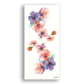 S.A.V.I 3D Temporary Tattoo Sticker Beautiful Red Pink Flowers Design Size 19x9cm - 1pc, Multicolor, 4 g