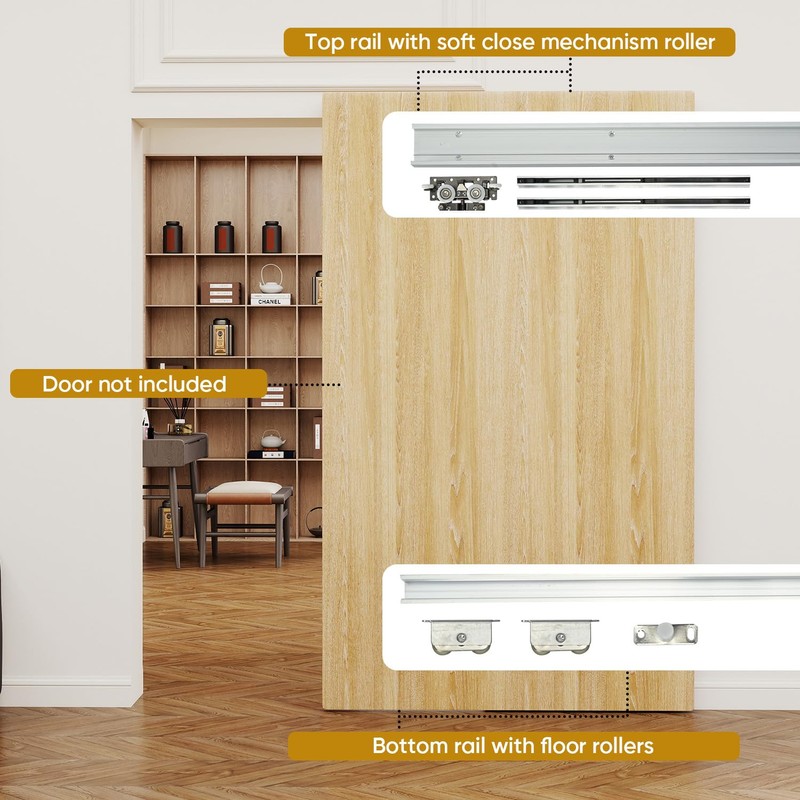 Concealed Sliding Barn Door Hardware Kit,48" Heavy Duty Sliding Door