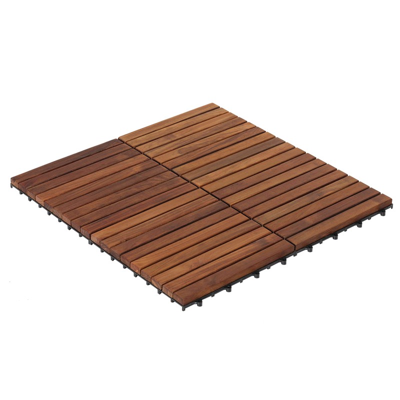 Bare Decor EZ-Floor Interlocking Flooring Tiles in Solid Teak Wood
