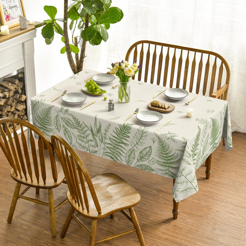 Horaldaily Spring Tablecloth 60×104 Inch Rectangular, Plants Wild Fern Beige