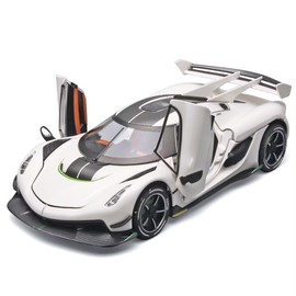 OANMYJJO Toy Cars for Boys 1/24 Jesko Metal Die Cast Toy Cars,Collectibles Jesko Model Car,Pull Back Jesko Toy Car with Light and Sound,Cars Gifts for Age 3+ Year Old Boys(White)