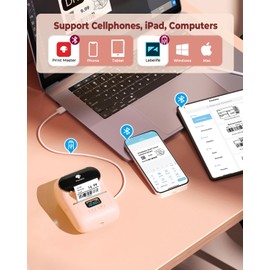 Phomemo M110 Portable Wireless Thermal Label Printer, Bluetooth Label Maker Machine for iOS And Android Phone, Barcode Printer for Clothing,Jewellery,Retail, Home, with 1 Roll 40x30 mm Label