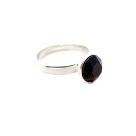 Gorgeous Garnet Crystal Ring, Dark Red Solitaire Ring, Adjustable Sterling Silver Band in Size 7-to-8, Cocktail Wedding Bridesmaid Prom Formal Ring, Jewelry Inspirations