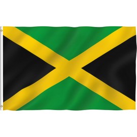 Jamaica Flag 90 × 150 CM (3ft x 5ft) Jamaican Banner 2 Brass Grommets Double Side Vivid Color Fade Resistant for August Decor Culture Day National Heroes' Day Black History Month Decorations
