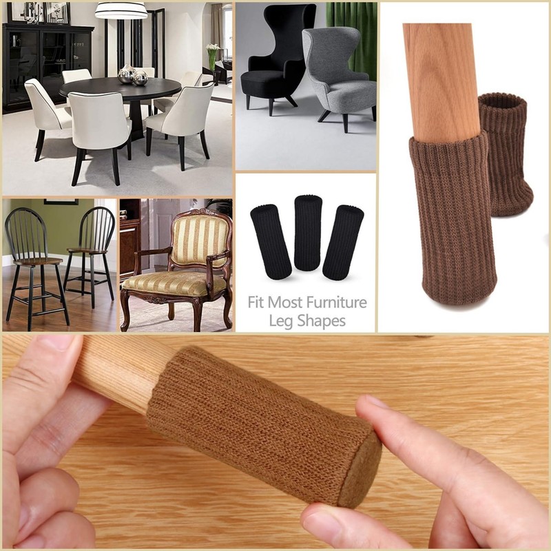 Taicols Chair Leg Socks, 40 Pcs Furniture Socks, Black, Polyester,