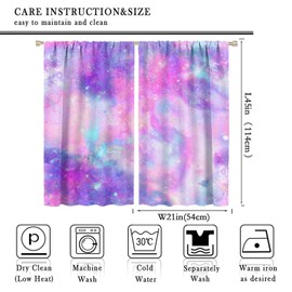 ZhiRain Galaxy Pink Purple Curtains Tie Dye Ombre Pink Gradient Watercolor Starry Curtain with Rod Pocket for Room Home Decor Drapes Window Treatments 2 Panels Set 42x45 Inch
