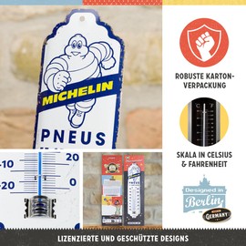 Nostalgic-Art Retro thermometer, 7 x 28 cm, Michelin – Pneus & Services – Gift idea for motor fans, made of metal, vintage design