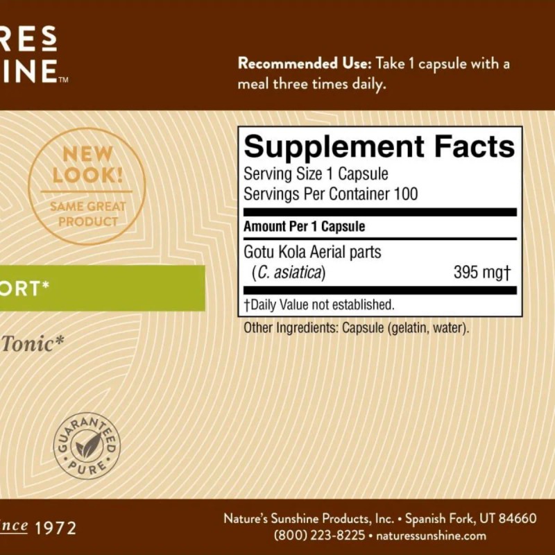 Gotu Kola Nature´s Sunshine 100 Capsulas Sabor Sin sabor