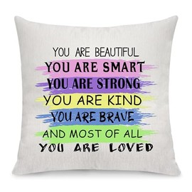 Inspirational Throw Pillowcase Gifts Friends Cushion Cover Gifts Inspirational Quotes Throw Pillow Covers for Women Girls Reminder Gift Best Friend Birthday Christmas Graduation Gifts (Beautiful)