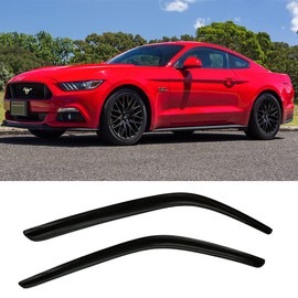 Deebior 92359 Original Side Window Deflector Visor Rain Guard,Outside Mount Tape-on Shatterproof Dark Smoke,2pcs Window Shades fit for 2015-2024 Ford Mustang