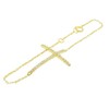 925 Sterling Silver Gold-Tone Sideways Cross White CZ Necklace Bracelet