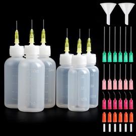 Rybtd 6 PCS Needle Bottle Applicator 30/50ml Precision Needle Tip Glue Bottle，Precision Tip Applicator Bottles，Squeeze Bottle with Fine Tip for Liquid, Glue Oil, Acrylic Paint