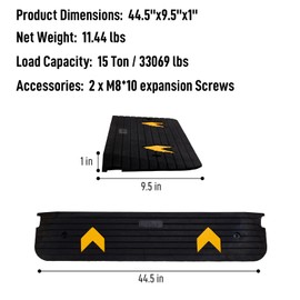 1" Rise Rubber Threshold Ramp, Portable Wheelchair Ramp, 33069 LBS Capacity Curb Ramps for Wheelchairs, Stairs, Steps, Home, Pets, and Doorways