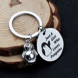 LQRI Penguin Keychain Penguin Lover Gift Just a Girl Who Loves Penguin Keychain Funny Penguin Gift