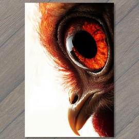 PaperMadDogScar POSTCARD Chicken Close-Up Stunning Poultry Human Eye Detail Weird Strange Creepy