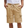 WICUSION Mens Twill Cargo Shorts Stretch Cotton Elastic Waist Multi-Pockets