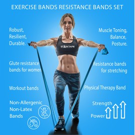 Starktape Resistance Bands Physical Therapy Professional 8 Yard Bulk. Non-Latex Elastic Exercise Fitness Band for Upper & Lower Body, Pilates, Rehab, Yoga, Pilates, Home Training Workout. Light Red