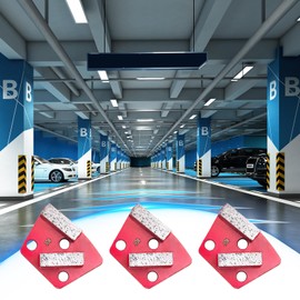 3Pcs Trapezoid Diamond Grinding Disc, 30 Grit Floor Grinding Pad Concrete Grinding Disc with M9 Mounting Hole, for Granite Stone Marble Floor Grinder or Polishing (2 Long Teeth-Red)