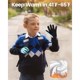 RIGWARL Kids Winter Gloves for Boys Girls, Water-Resistant Warm Gloves for Kids Teens Aged 3-15, Touchscreen Thermal Grip Glove for Cold Weather Soccer Football Cycling Running School Basketball