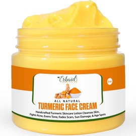 Erbaid Turmeric Face Cream for Face & Body - All Natural Turmeric Skin Brightening Lotion - Turmeric Cleanses Skin, Fights Acne, Evens Tone, Fades Scars, Sun Damage, & Age Spots - Pure Handcrafted Turmeric Skincare Made in the USA 2 Oz