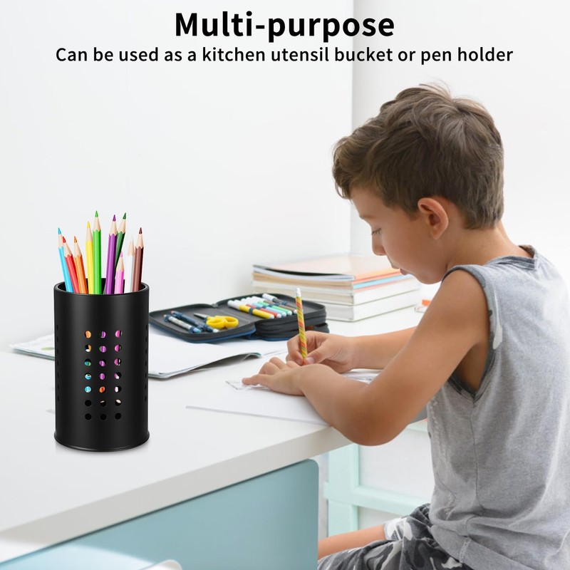Ixydor 2 Pieces Kitchen Utensil Holder for Countertop, Black Stainless