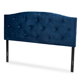 Baxton Studio Leone Headboard, Full, Navy Blue/Dark Brown