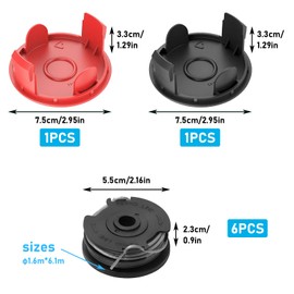 Pack of 6 grass trimmer spool, grass trimmer line spool, F016800351, compatible with Bosch AdvancedGrassCut36 ART 30-36LI 24 24+ 27 27+ 30 30+ thread spool, length 6 m, diameter 1.6 mm (6 replacement