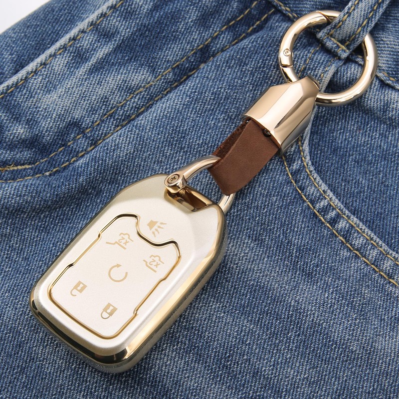 8T69T for GMC Chevy Key Fob Cover with Keychain Accessories