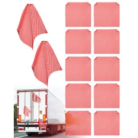 Venussar Safety Flags 18 x 18 Inch, Pack of 12 Mesh Warning Flag with Grommets, Safety Warning Flags for Trucks Trailer Oversize Load(Red)