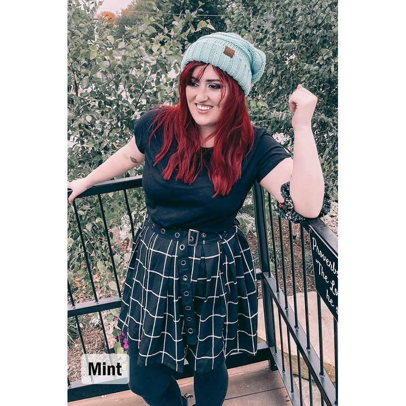 Women's Oversized Slouchy Chunky Knit Beanie Hat - Black