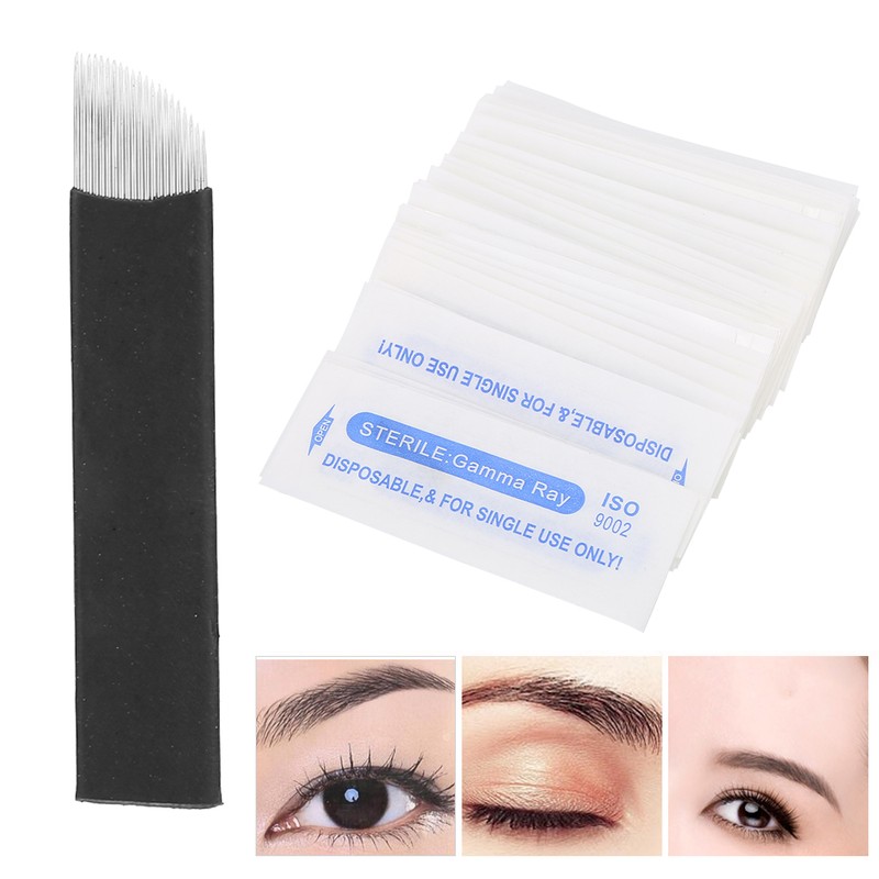 50pcs Eyebrow Microblading Needles Blade Fine Tattooing Permanent Makeup Blades