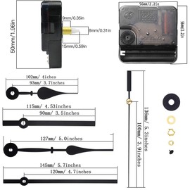 ysister Quartz Movement, Hands Quartz Movement DIY Wall Clock Movement Mechanism Clock Replacement Parts Replacement Quartz Movement Long Spindle with 2 Hands Sets for DIY Wall Clock Repair Kit