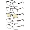 EYECEDAR Amcedar 5 stuks Lesebrille Herren Rechteck Rahmen Metall Grau