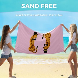 YLZlhb Trendy Preppy Cheetah Beach Towel, Pink Funky Leopard Cheetah Girly Oversized Bath Swim Pool Towels for Bathroom Swimming Pool Travel Camping Picnic, Preppy Bathroom Decor, 30x60 Inches