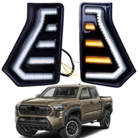 Prefer Warehouse Pair Upgrade Dual Color C-Shaped Flash Sequential LED Fog Lights Daytime Running Lights Turn Signals Compatible With Toyota Tacoma SR SR5 TRD Limited Trailhunter 2024 2025+ ‎