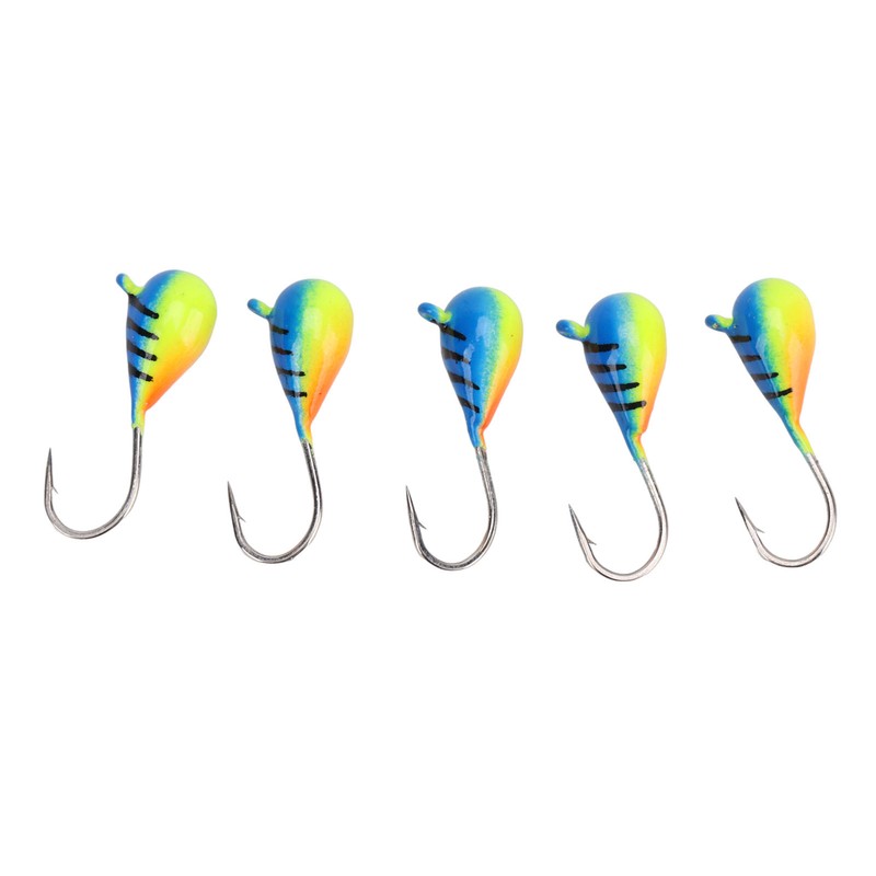 5 Pcs Ice Fishing Jigs Kit High Carbon Steel Ice