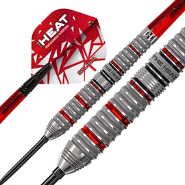Harrows Damon Heta 90% Tungsten Darts Series 4, Steel Tip Darts Set With Quick Point System Available in 21g, 23g, 24g & 25g with Quick Point Tool, Red Alamo VS2 Shafts & Silika Flights (25g)