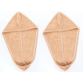 2 Pack Super Absorbent Hair Towel for Fast Drying and Easy Wrapping (Brown, 40 * 60CM)